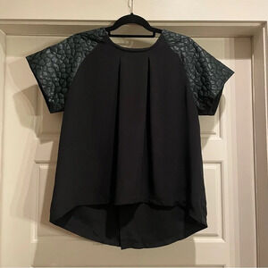 Hunter Bell Split Back Embossed Sleeve Silk Blouse Size Medium